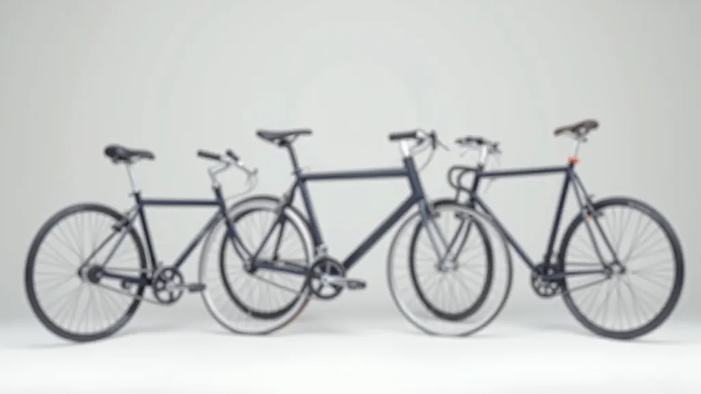 Close-up view of different bicycle frame styles and designs displayed side by side for comparison